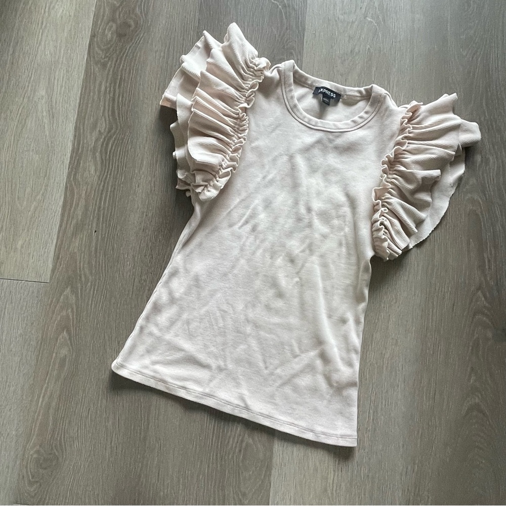 Express Elegant Ruffled Sleeve Top in Blush
